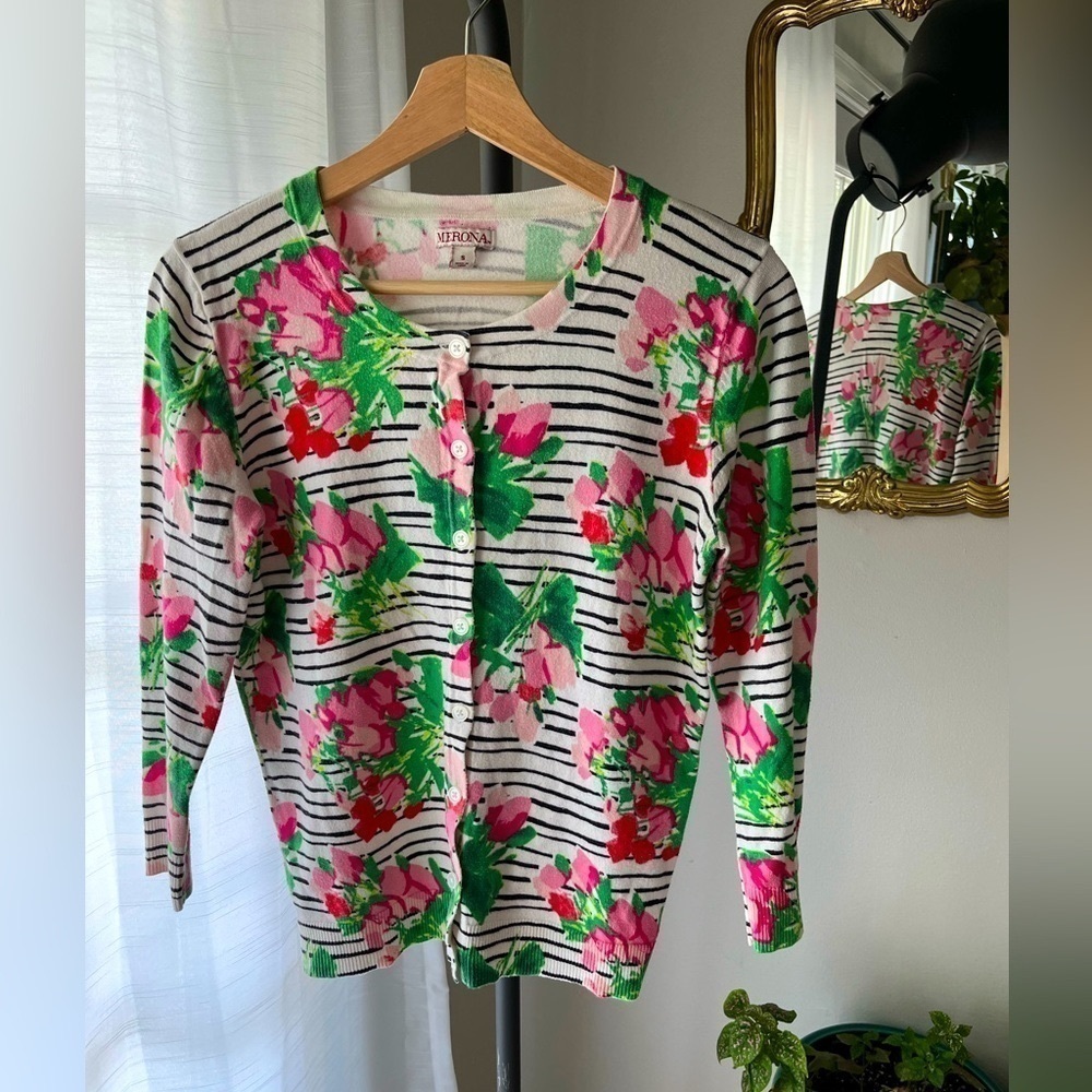 Merona‎ Cardigan with Stripes and Flowers